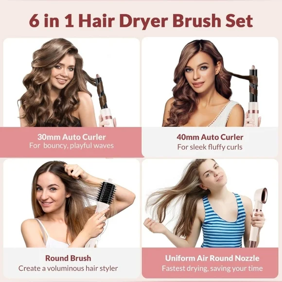 6-in-1 Hair Dryer Brush Set - Pink - Picture 5 of 8